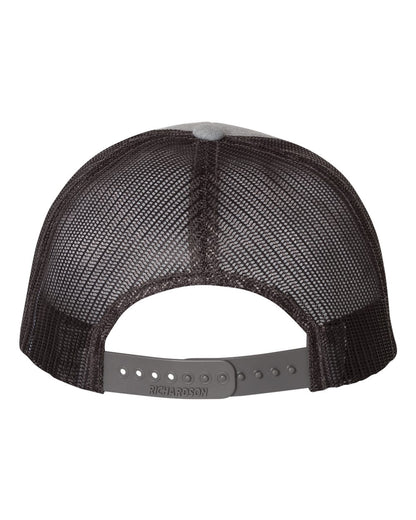 Rear View of Heather Grey/ Dark Charcoal Low Pro Trucker Cap - 115