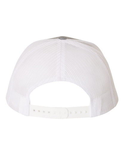 Rear View of Heather Grey/ White Snapback Trucker Cap - 112