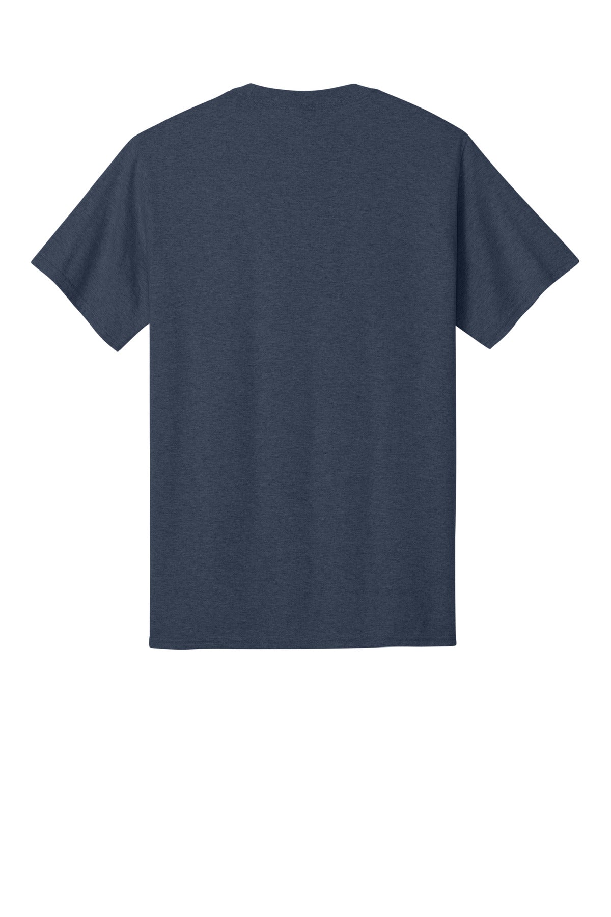 Rear View of Heather Navy Port & Co Tall Core Cotton Tee PC54T