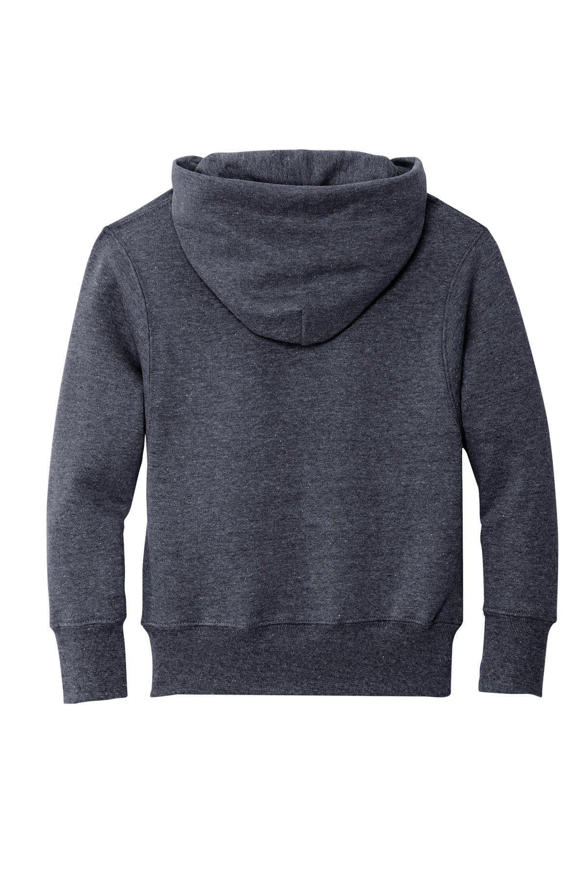 Rear View of Heather Navy Port & Co Youth Core Fleece Pullover Hooded Sweatshirt. PC90YH