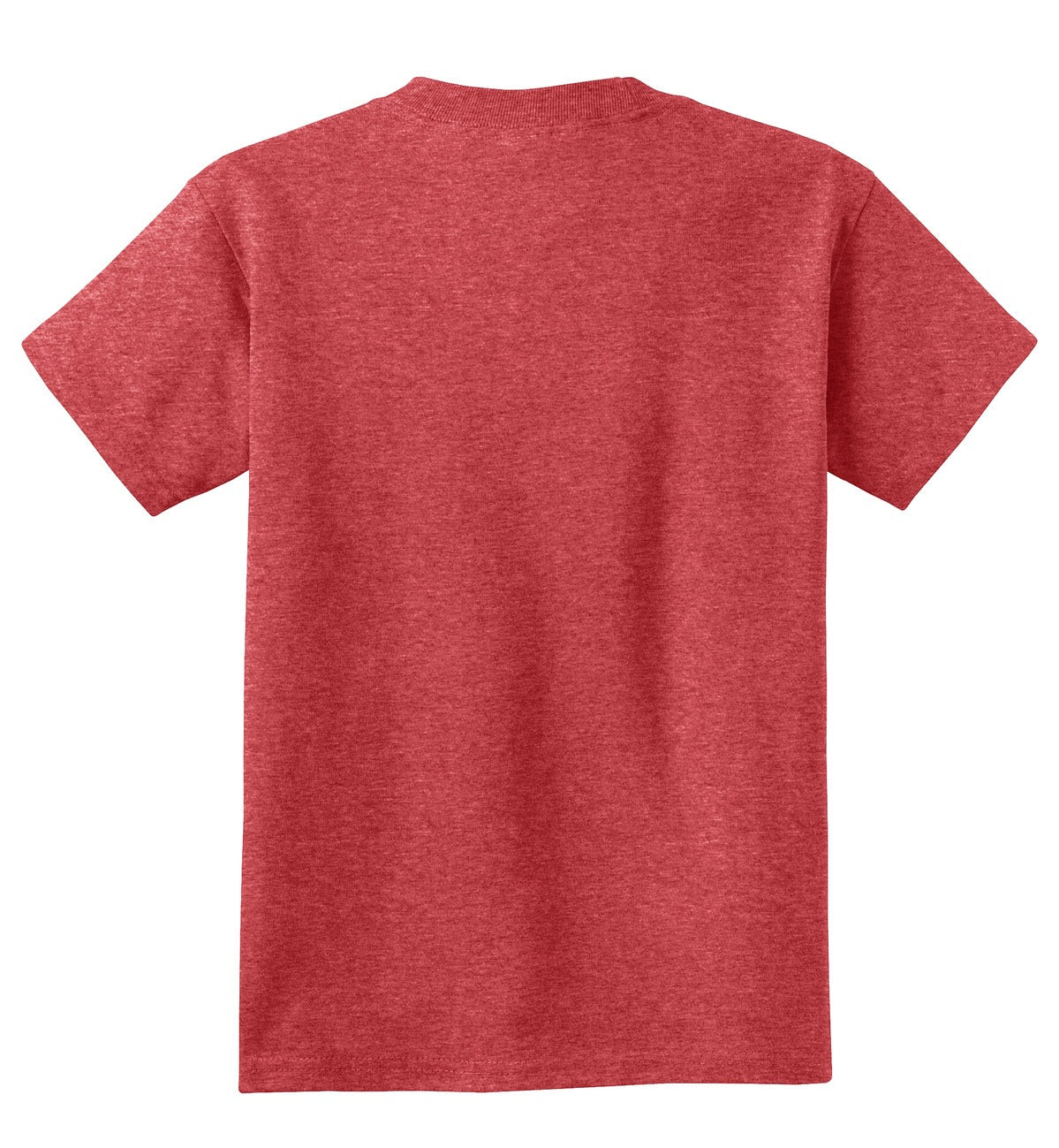 Rear View of Heather Red Port & Co Youth Core Cotton Tee. PC54Y