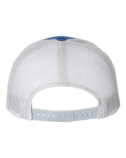 Rear View of Heather Royal/ Light Grey Low Pro Trucker Cap - 115