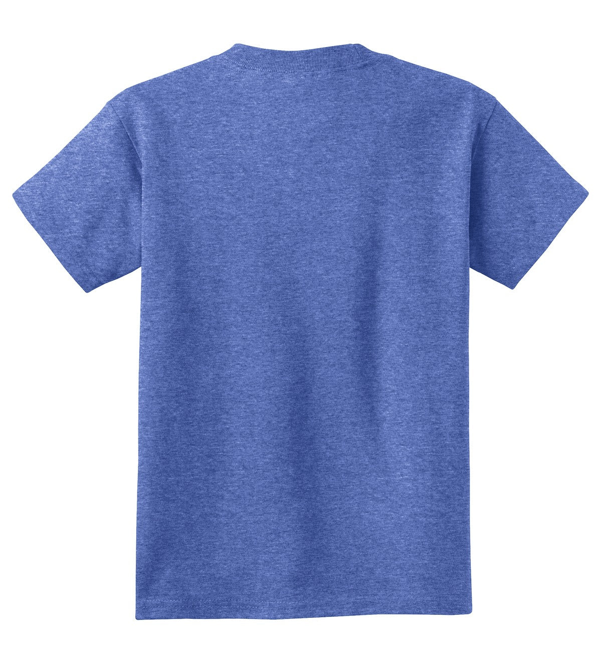 Rear View of Heather Royal Port & Co Youth Core Cotton Tee. PC54Y