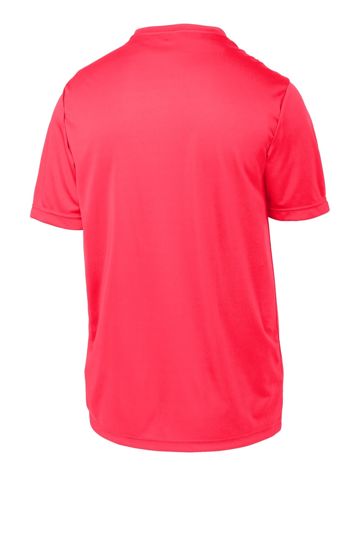 Rear View of Hot Coral Sport-Tek Youth PosiCharge Competitor Tee. YST350