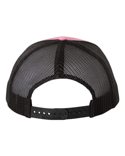 Rear View of Hot Pink/ Black Snapback Trucker Cap - 112