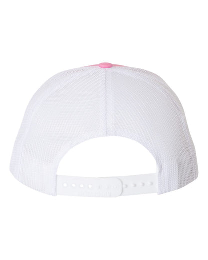 Rear View of Hot Pink/ White Snapback Trucker Cap - 112