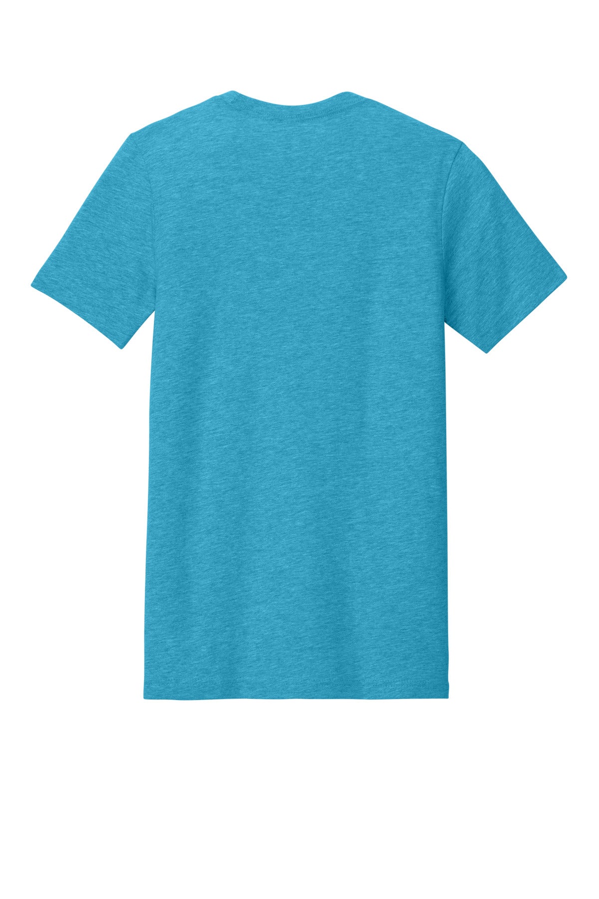 Rear View of Ht Aqua BELLA+CANVAS Unisex Heather CVC Short Sleeve Tee. BC3001CVC