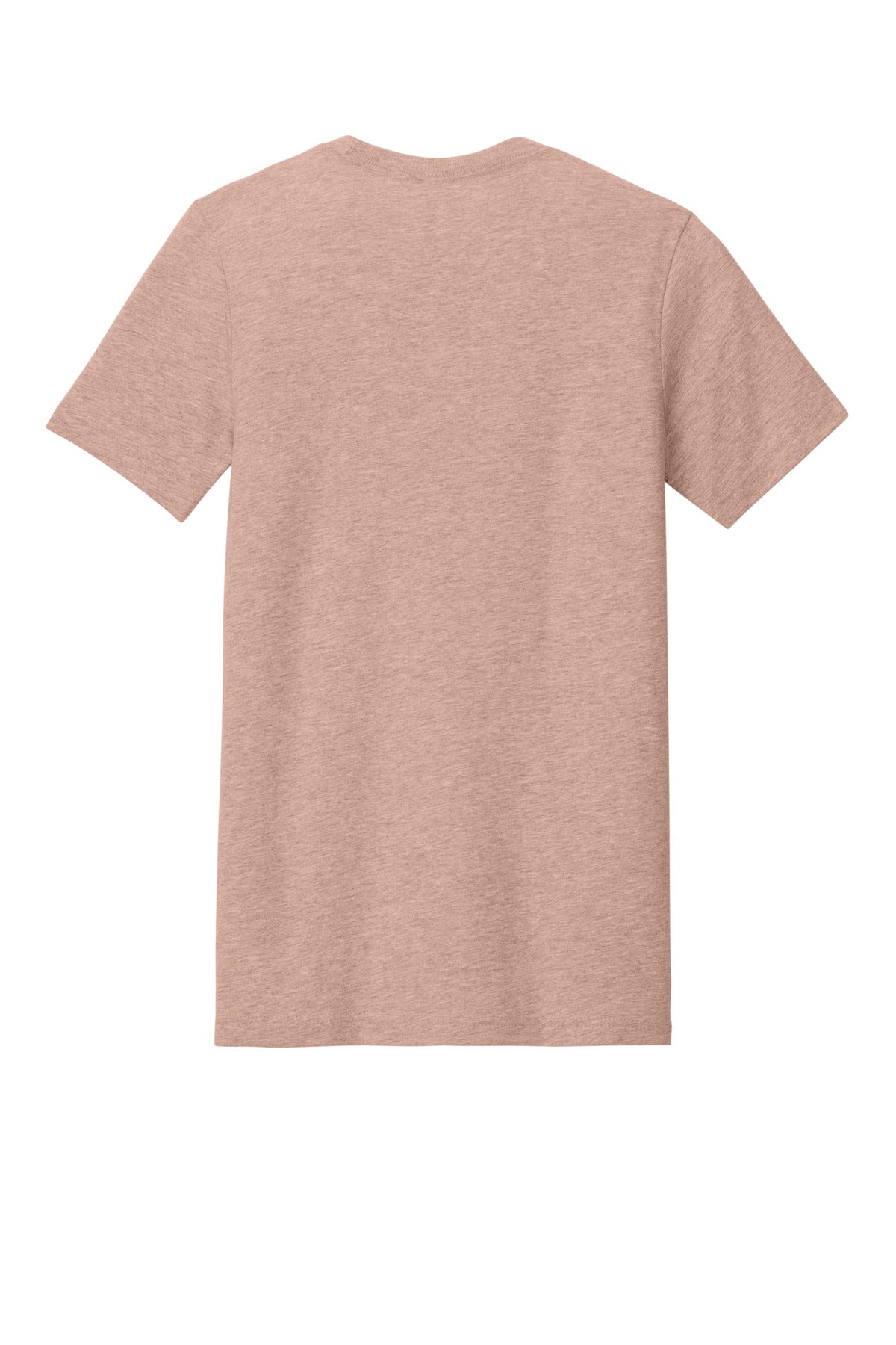 Rear View of Ht Peach BELLA+CANVAS Unisex Heather CVC Short Sleeve Tee. BC3001CVC