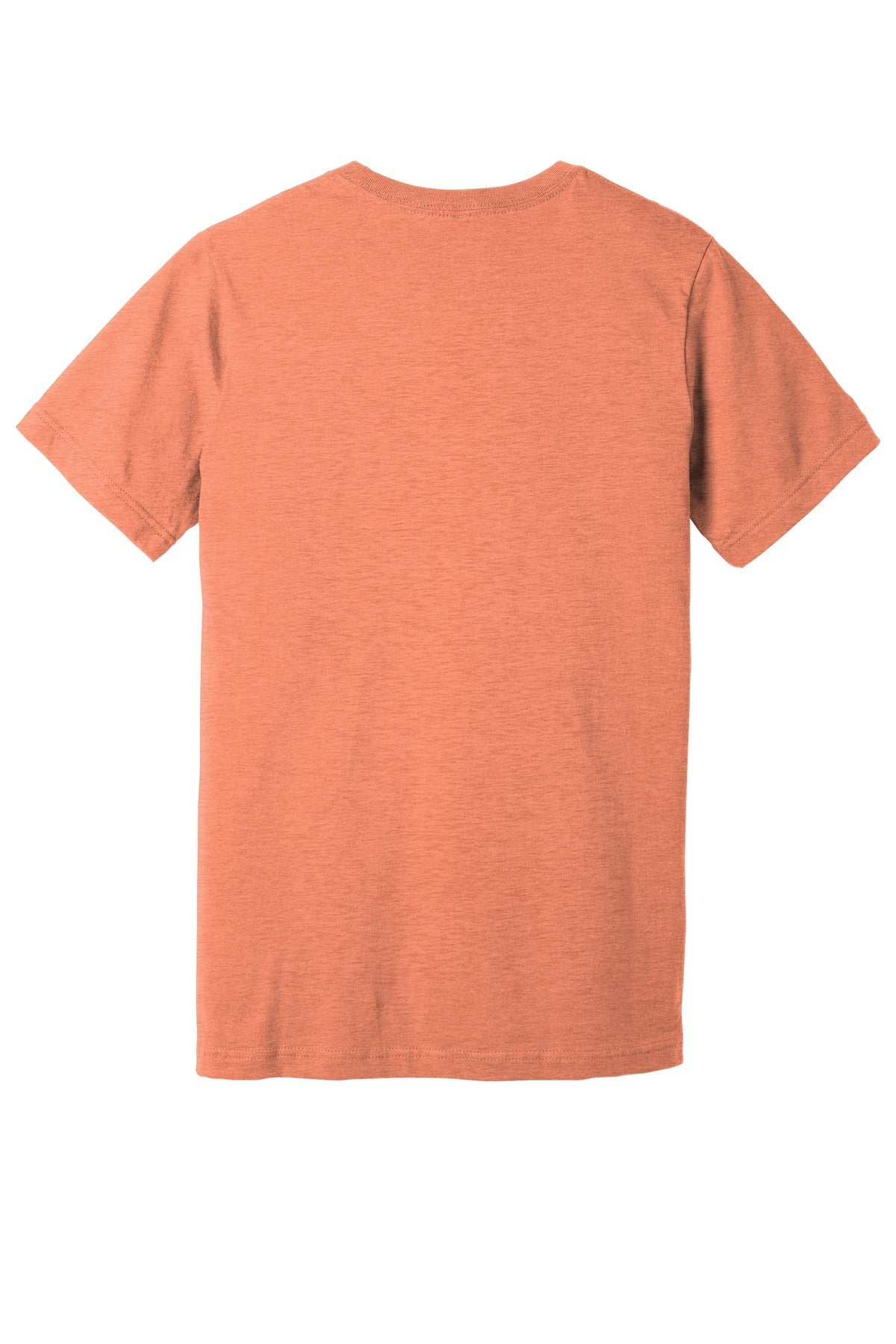 Rear View of Ht Prm Sunset BELLA+CANVAS Unisex Heather CVC Short Sleeve Tee. BC3001CVC