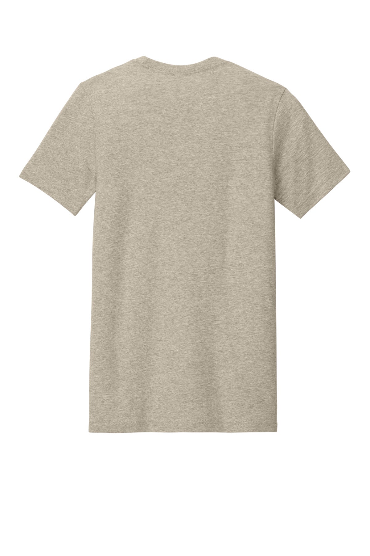 Rear View of Ht Tan BELLA+CANVAS Unisex Heather CVC Short Sleeve Tee. BC3001CVC