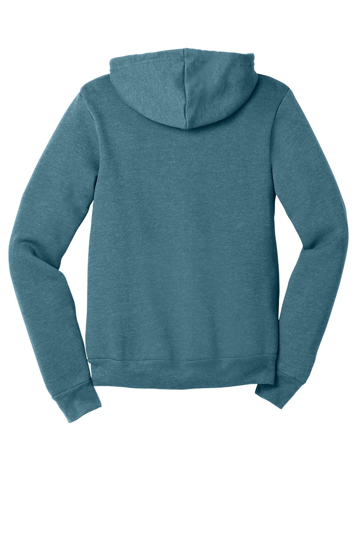 Rear View of HtDpTeal BELLA+CANVAS Unisex Sponge Fleece Full-Zip Hoodie. BC3739