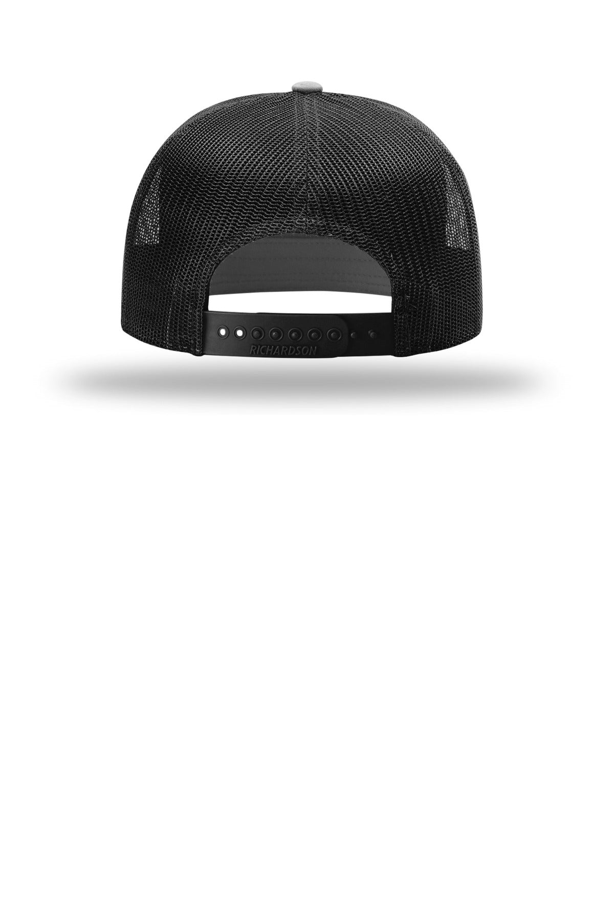 Rear View of HtG/Bk/Bk Richardson 7-Panel Trucker 168