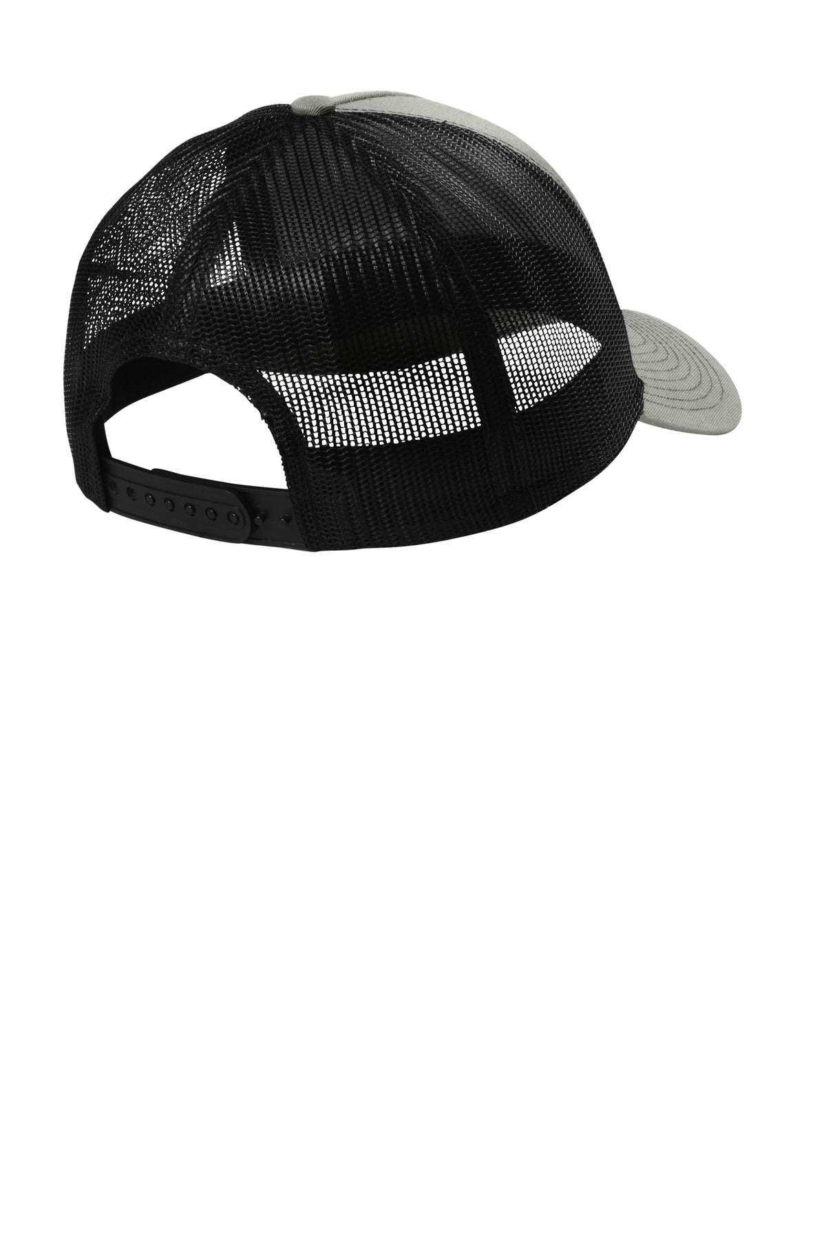 Rear View of HtGrey/Blk Port Authority Snapback Five-Panel Trucker Cap C405