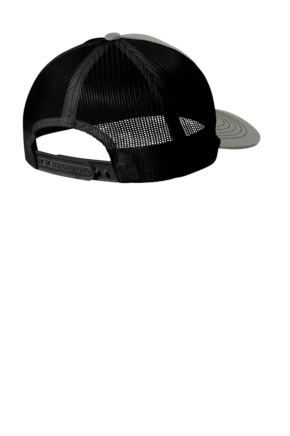 Rear View of HtGrey/Blk Port Authority Youth Snapback Trucker Cap YC402