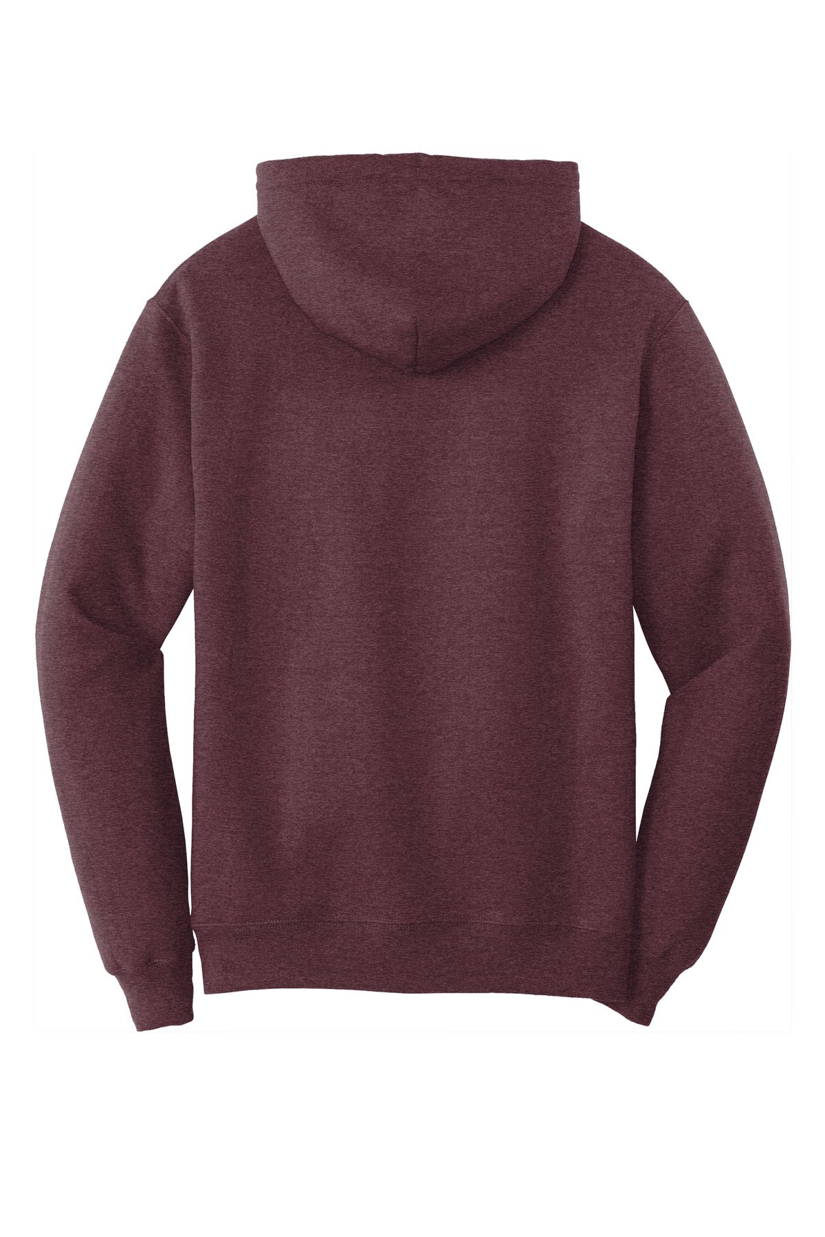 Rear View of Hthr Ath Marn Port & Co Core Fleece Pullover Hooded Sweatshirt. PC78H