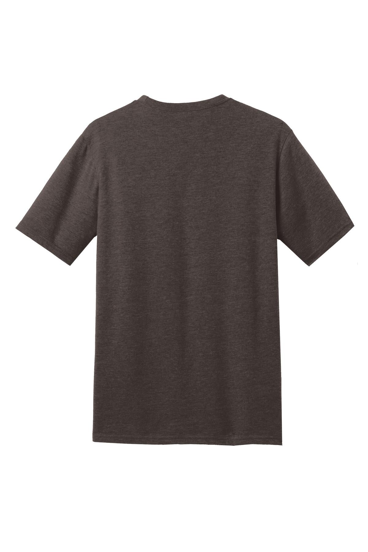 Rear View of Hthr Brown District Perfect Blend CVC Tee. DM108