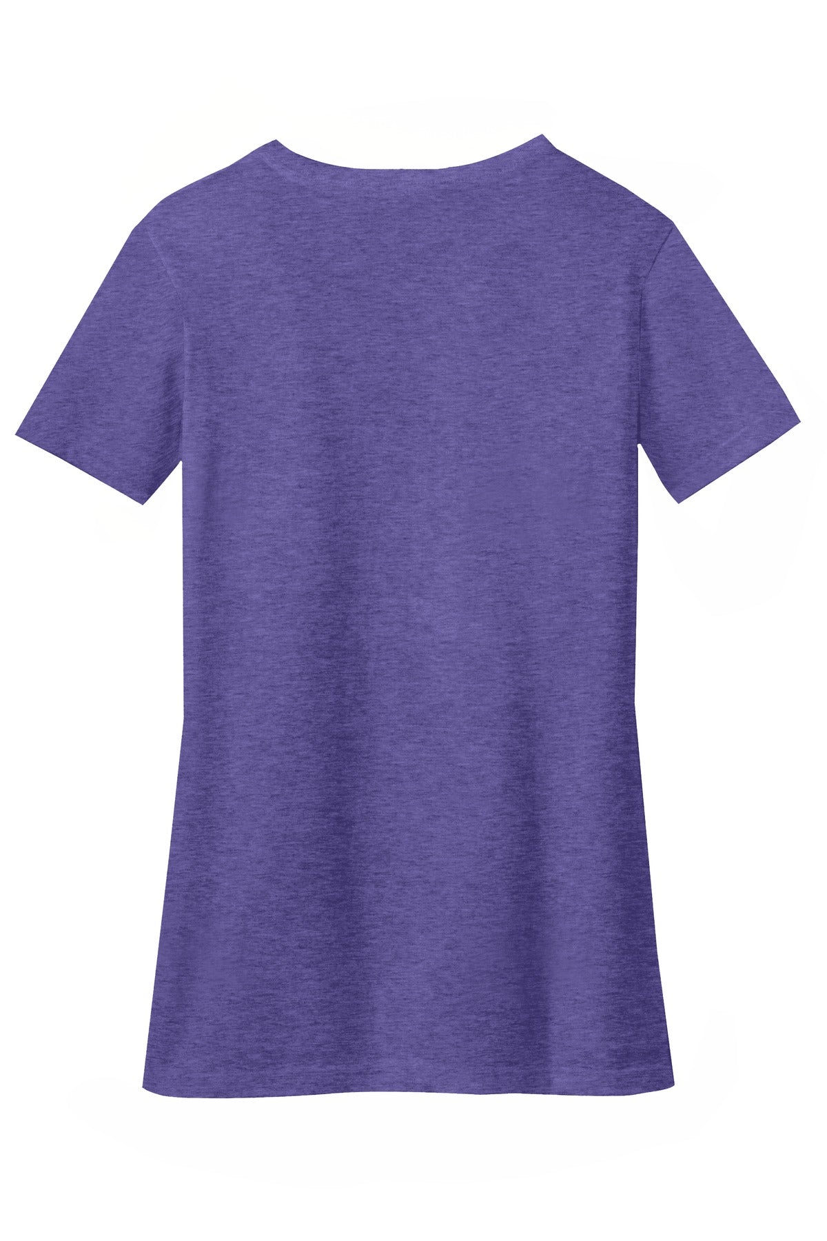 Rear View of Hthr Purple District Women's Perfect Blend CVC V-Neck Tee. DM1190L