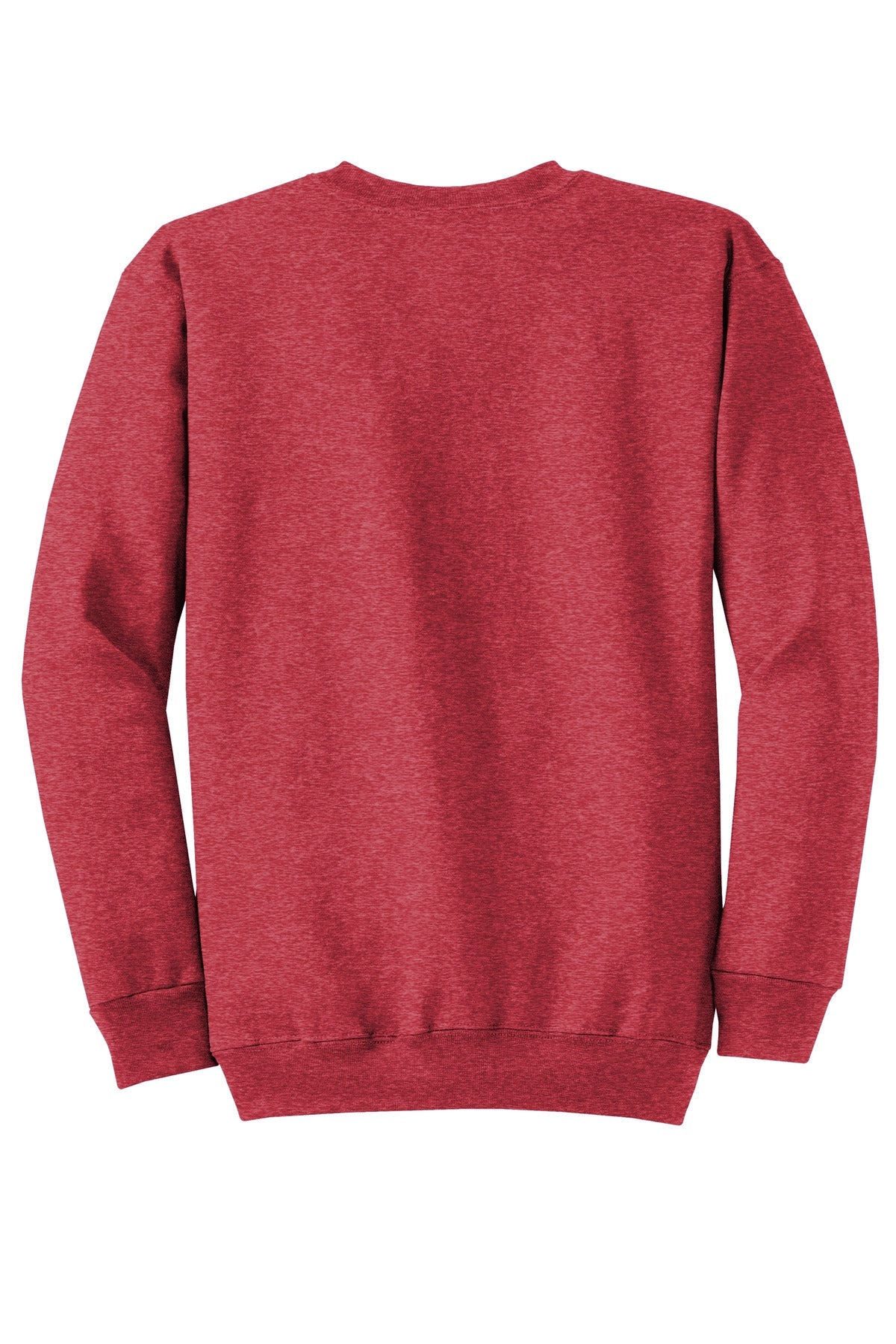 Rear View of Hthr Red Port & Co Core Fleece Crewneck Sweatshirt. PC78