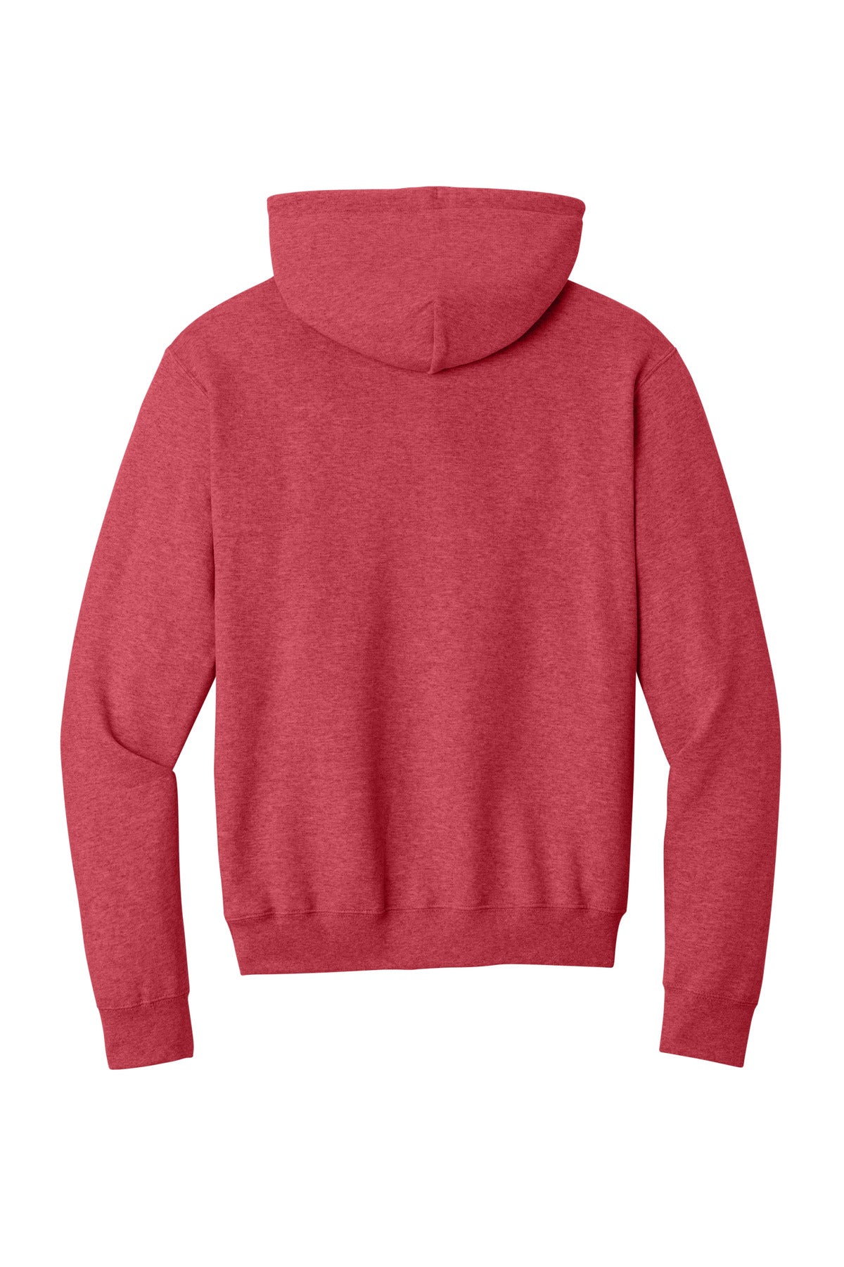 Rear View of Hthr Red Port & Co Core Fleece Pullover Hooded Sweatshirt. PC78H