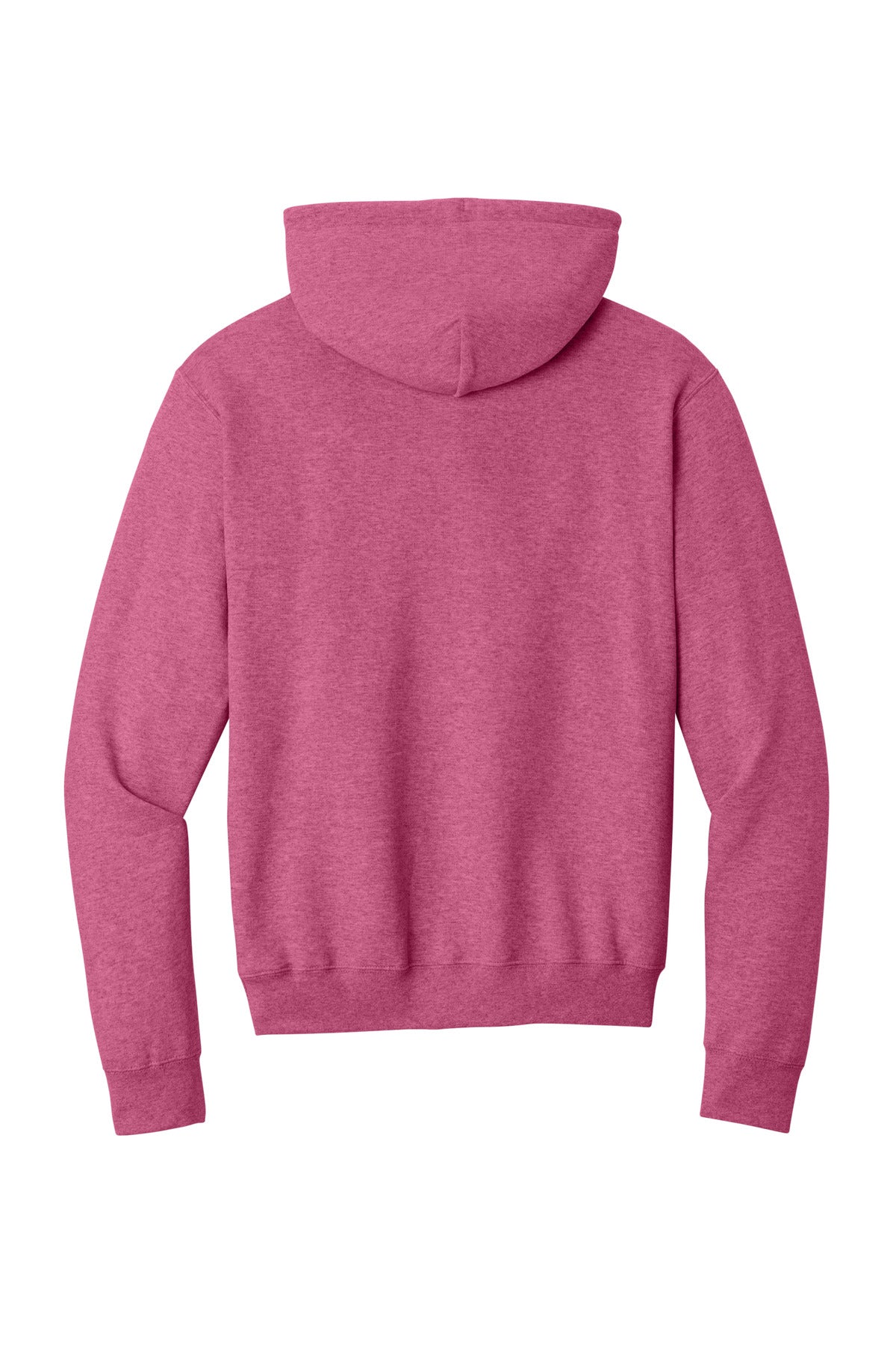 Rear View of Hthr Sangria Port & Co Core Fleece Pullover Hooded Sweatshirt. PC78H