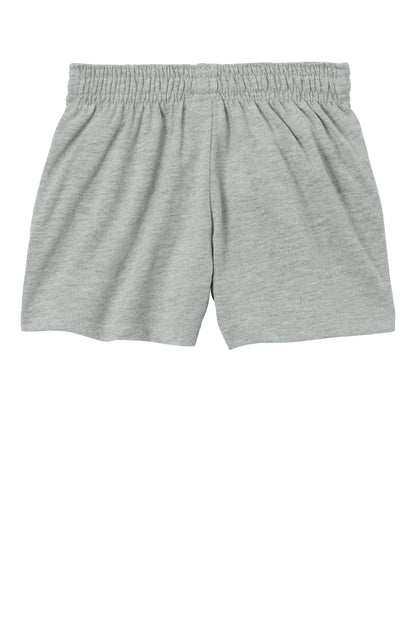 Rear View of HthrGrey Sport-Tek Girls Jersey Knit Squad Short YGST311