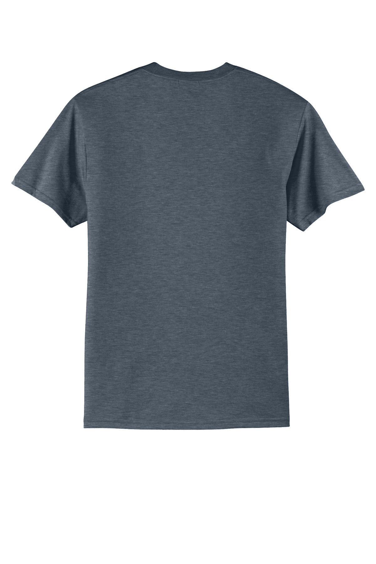Rear View of HthrNavy Port & Co Core Blend Tee. PC55