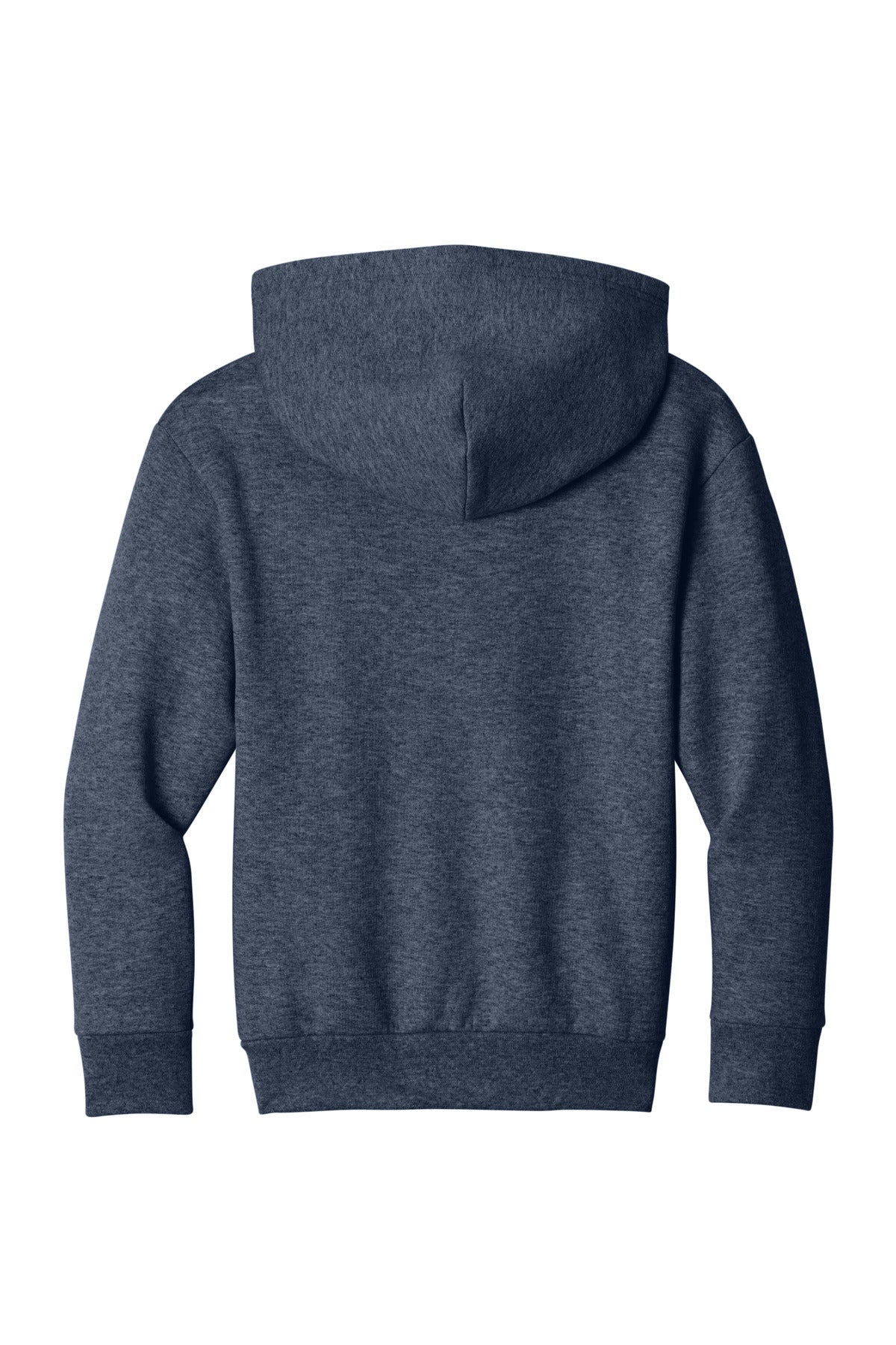Rear View of HthrNavy Port & Co Youth Easy Fleece Pullover Hooded Sweatshirt PC68YH