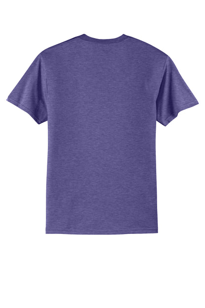 Rear View of HthrPurple Port & Co Core Blend Tee. PC55