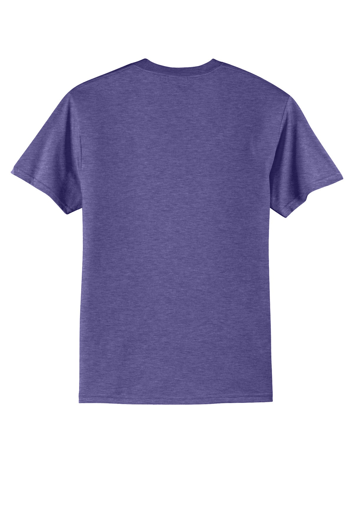 Rear View of HthrPurple Port & Co Core Blend Tee. PC55