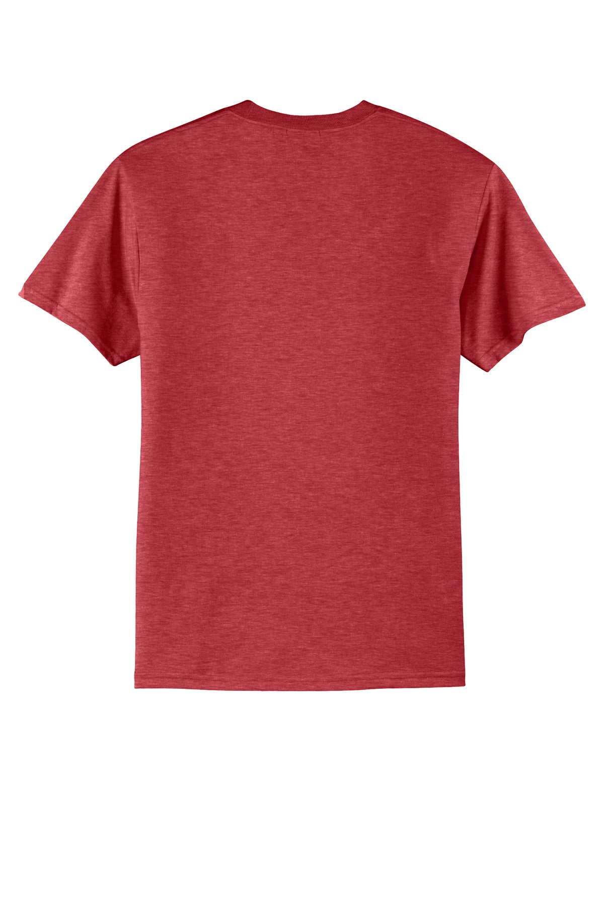 Rear View of HthrRed Port & Co Core Blend Tee. PC55
