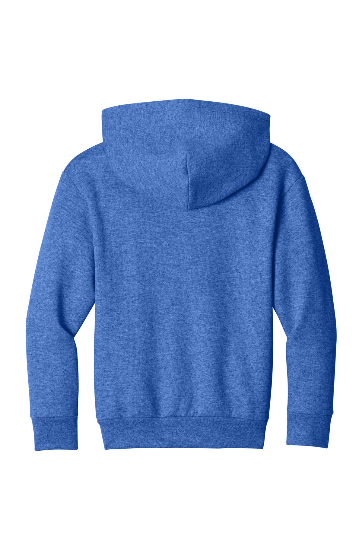 Rear View of HthrRoyal Port & Co Youth Easy Fleece Pullover Hooded Sweatshirt PC68YH