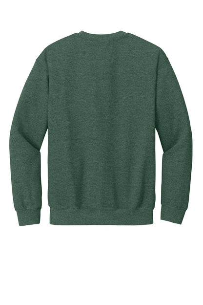 Rear View of HtrDkGreen Gildan Heavy Blend Crewneck Sweatshirt. 18000