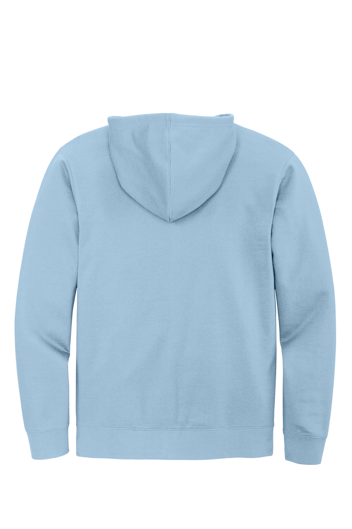 Rear View of Ice Blue District V.I.T. Fleece Full-Zip Hoodie DT6102