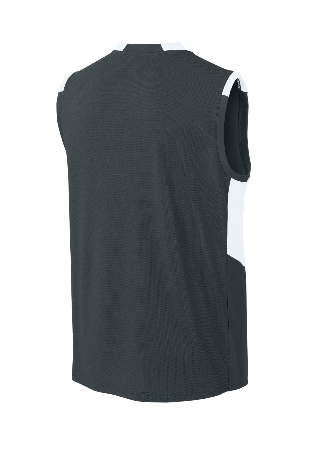 Rear View of IrGy/White Sport-Tek Club Sleeveless V-Neck ST441