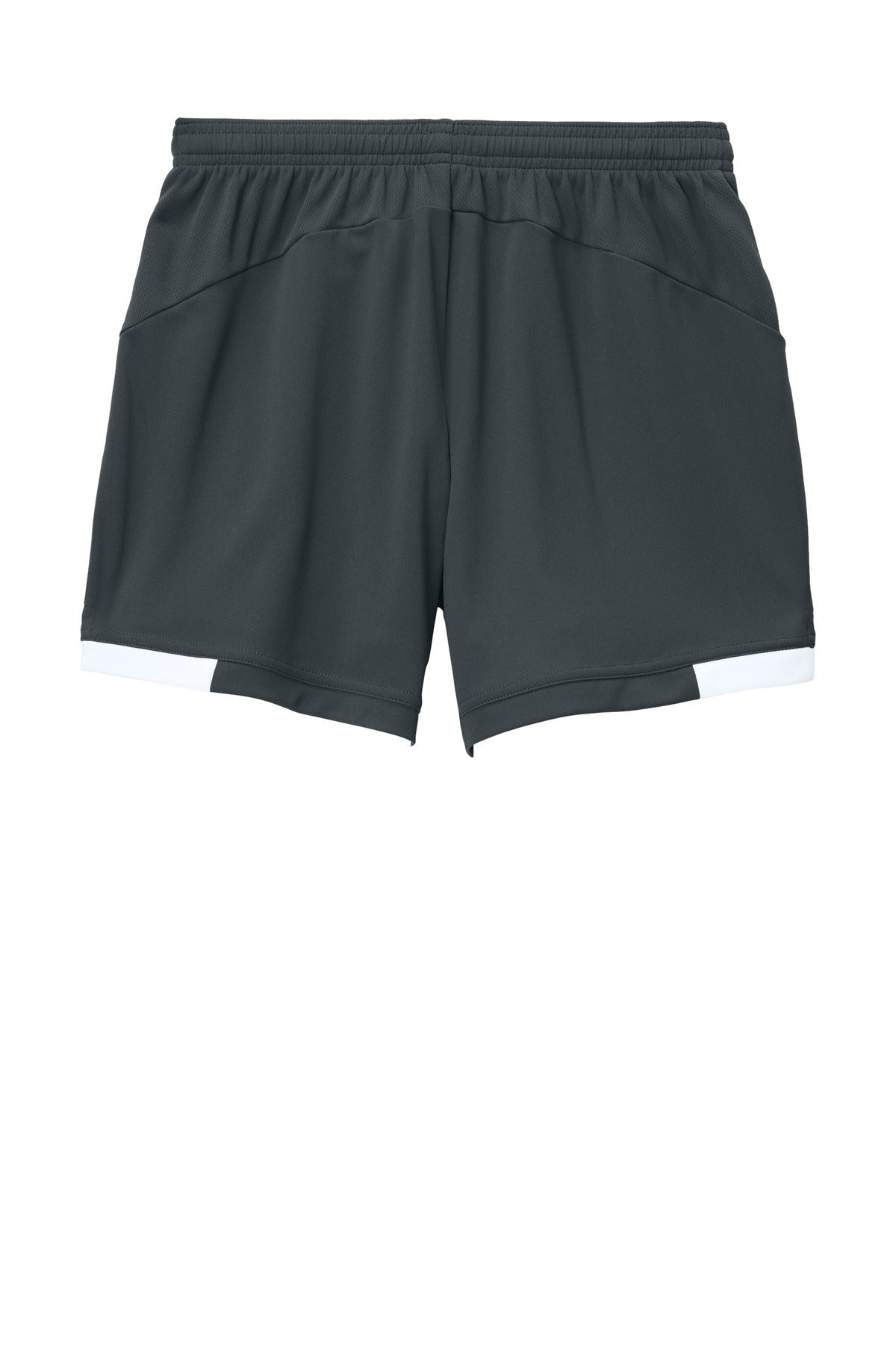 Rear View of IrGy/White Sport-Tek Women's Club 5" Short LST442