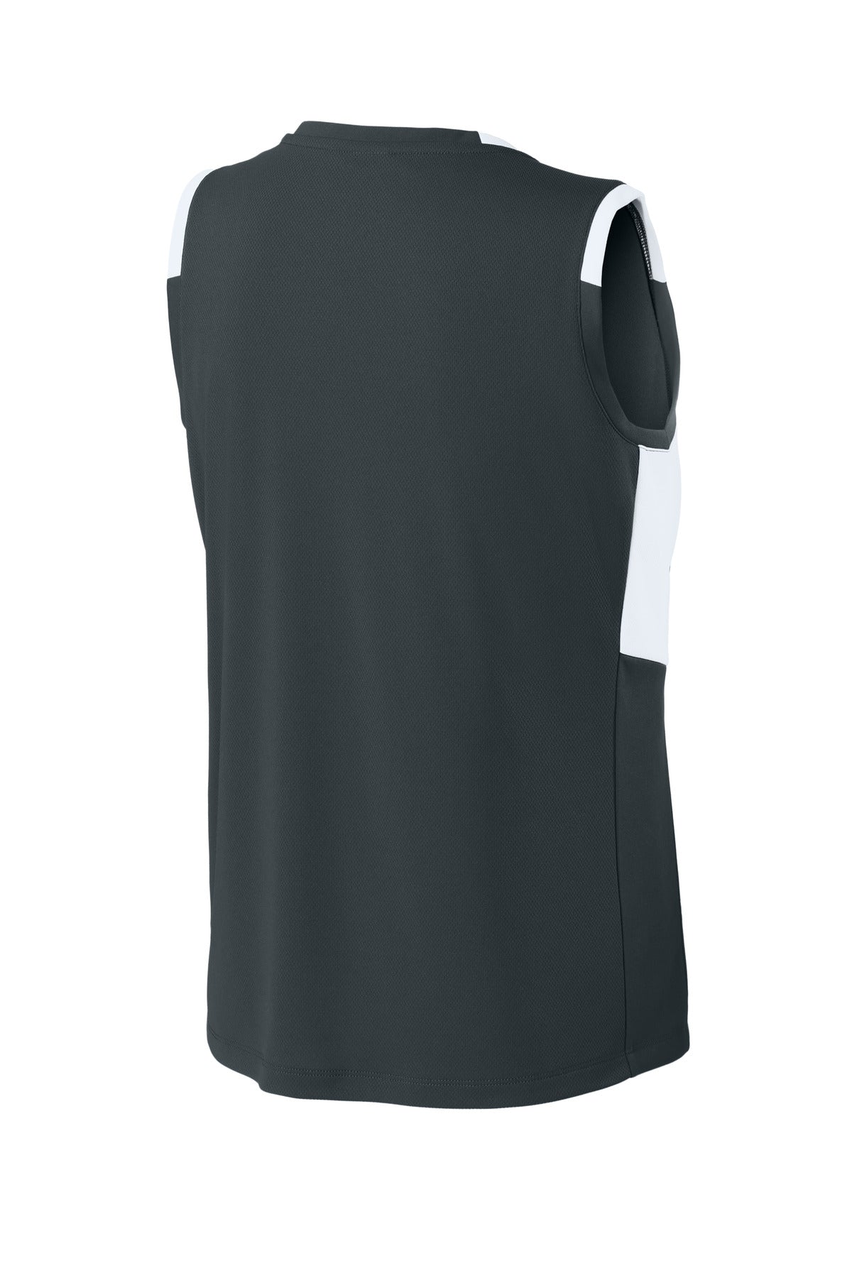 Rear View of IrGy/White Sport-Tek Women's Club Sleeveless V-Neck LST441