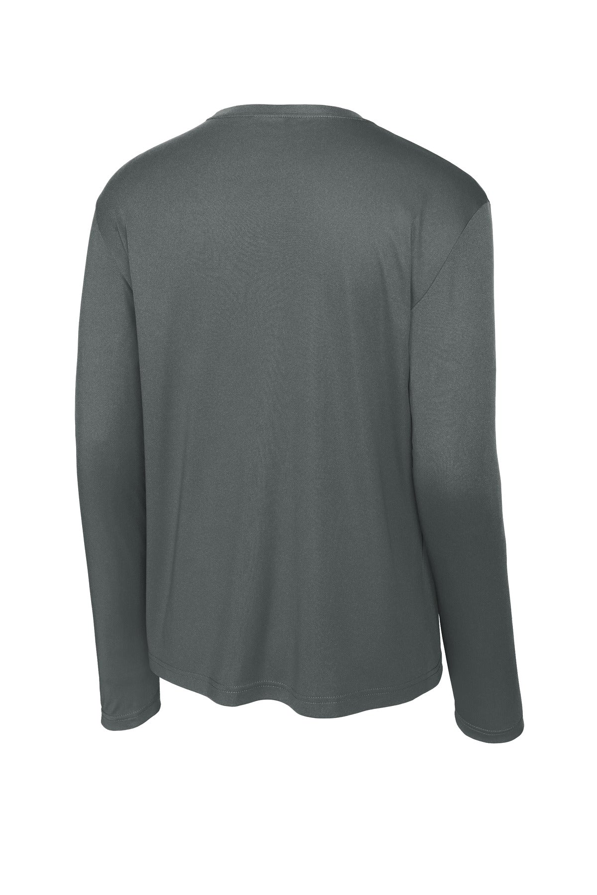 Rear View of Iron Grey Sport-Tek Long Sleeve PosiCharge Competitor Tee. ST350LS