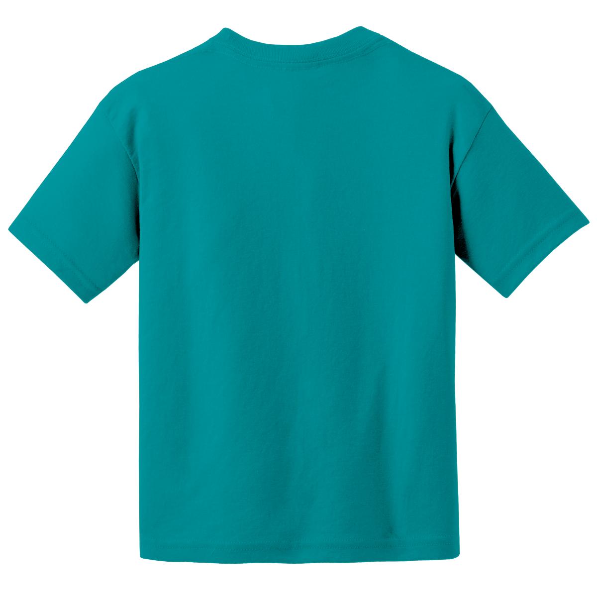 Rear View of Jade Dome Gildan Youth DryBlend 50 Cotton/50 Poly T-Shirt. 8000B