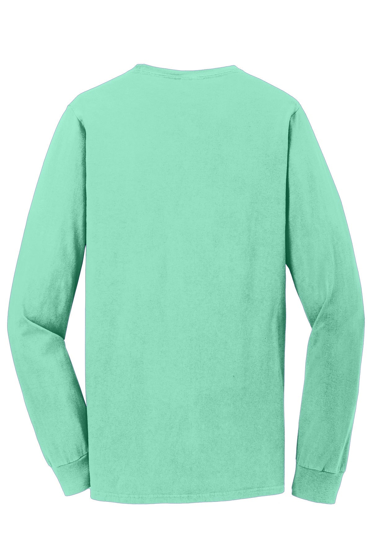 Rear View of Jadeite Port & Co Beach Wash Garment-Dyed Long Sleeve Tee PC099LS