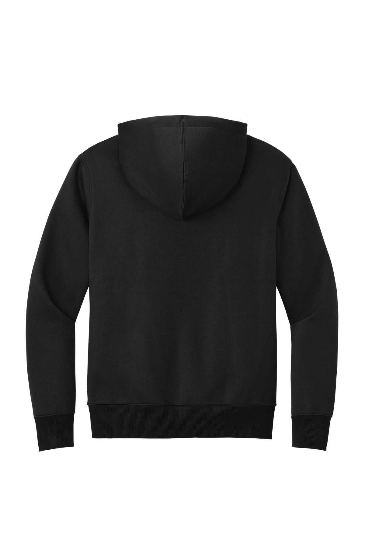 Rear View of Jet Black District Perfect Weight Fleece Hoodie DT1101