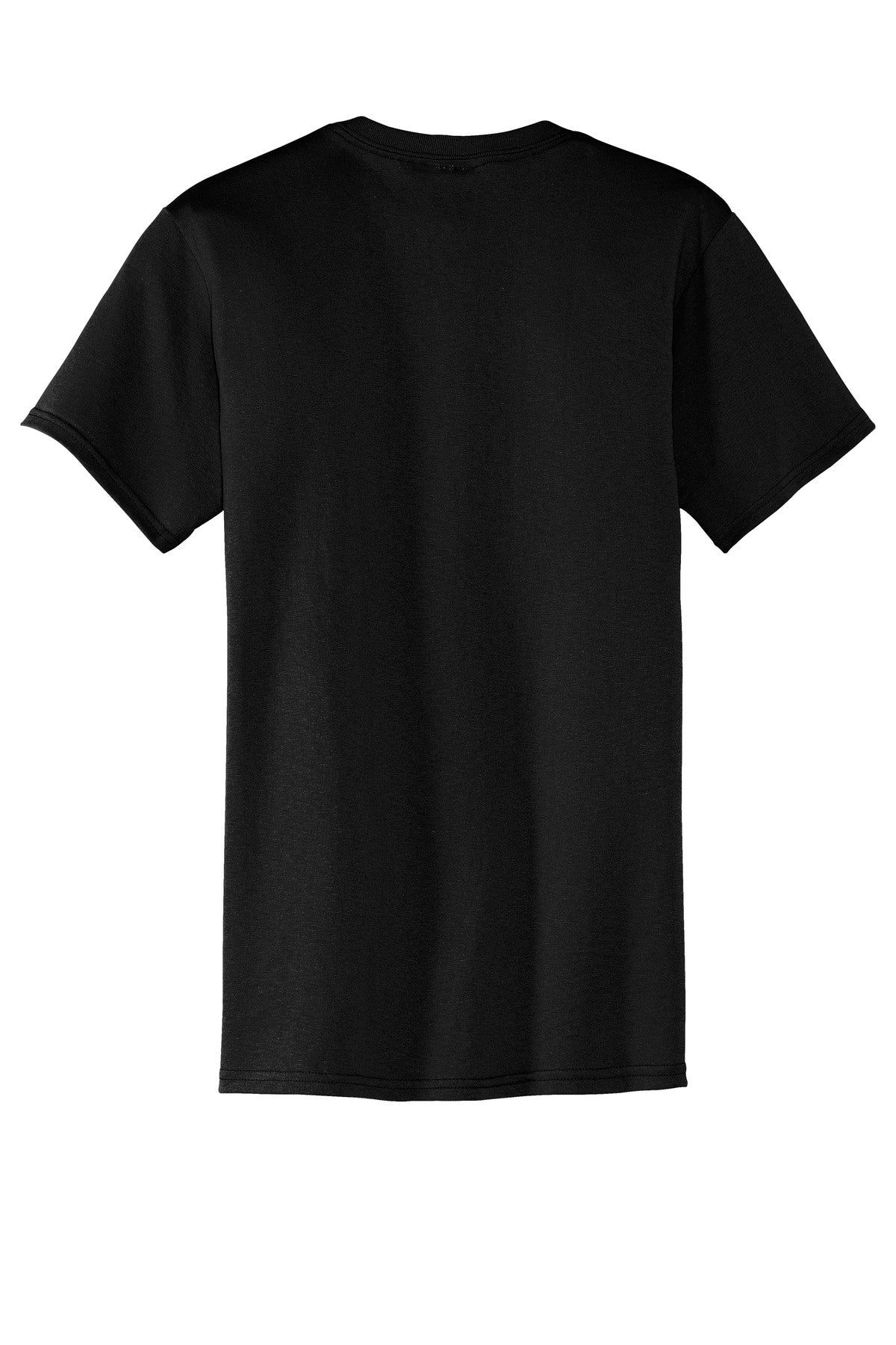 Rear View of Jet Black Port & Co Core Blend Pocket Tee. PC55P