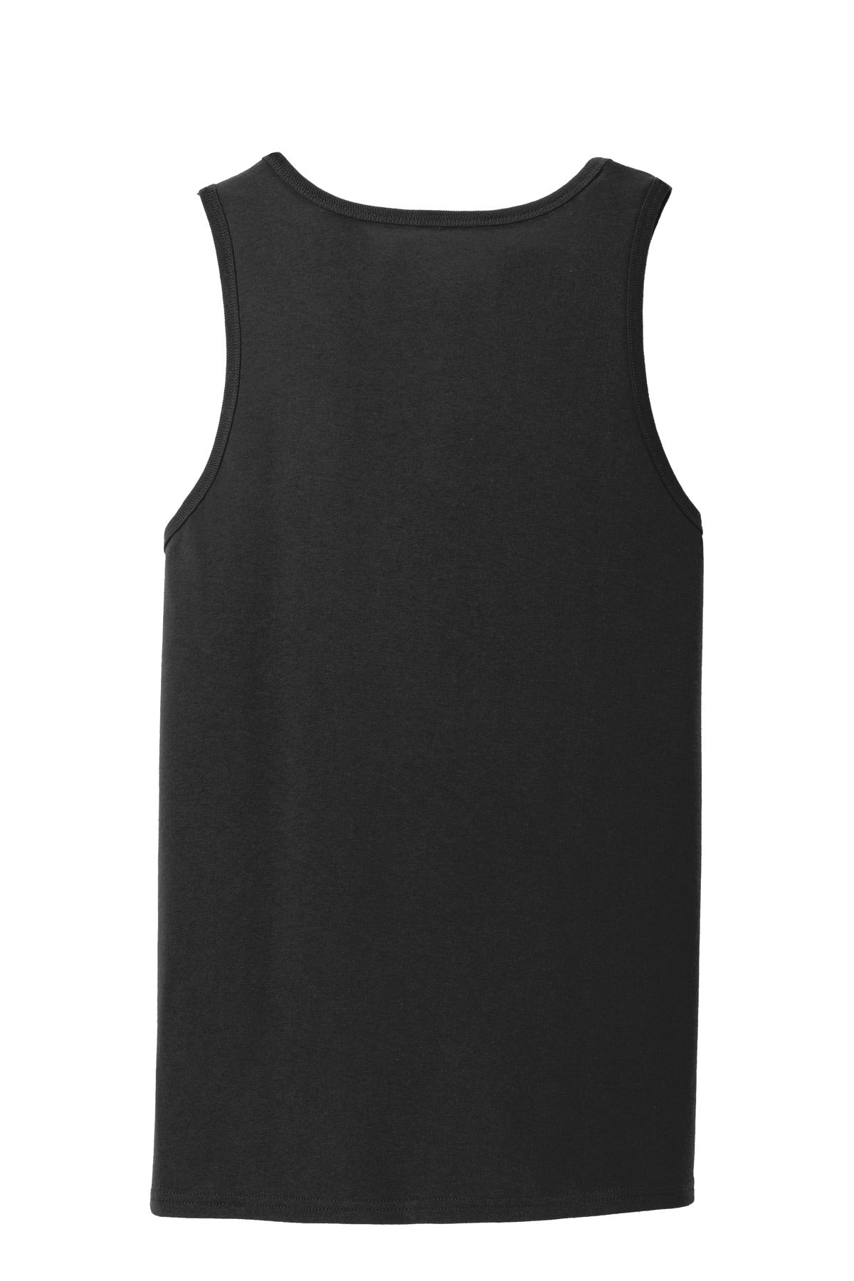 Rear View of Jet Black Port & Co Core Cotton Tank Top. PC54TT