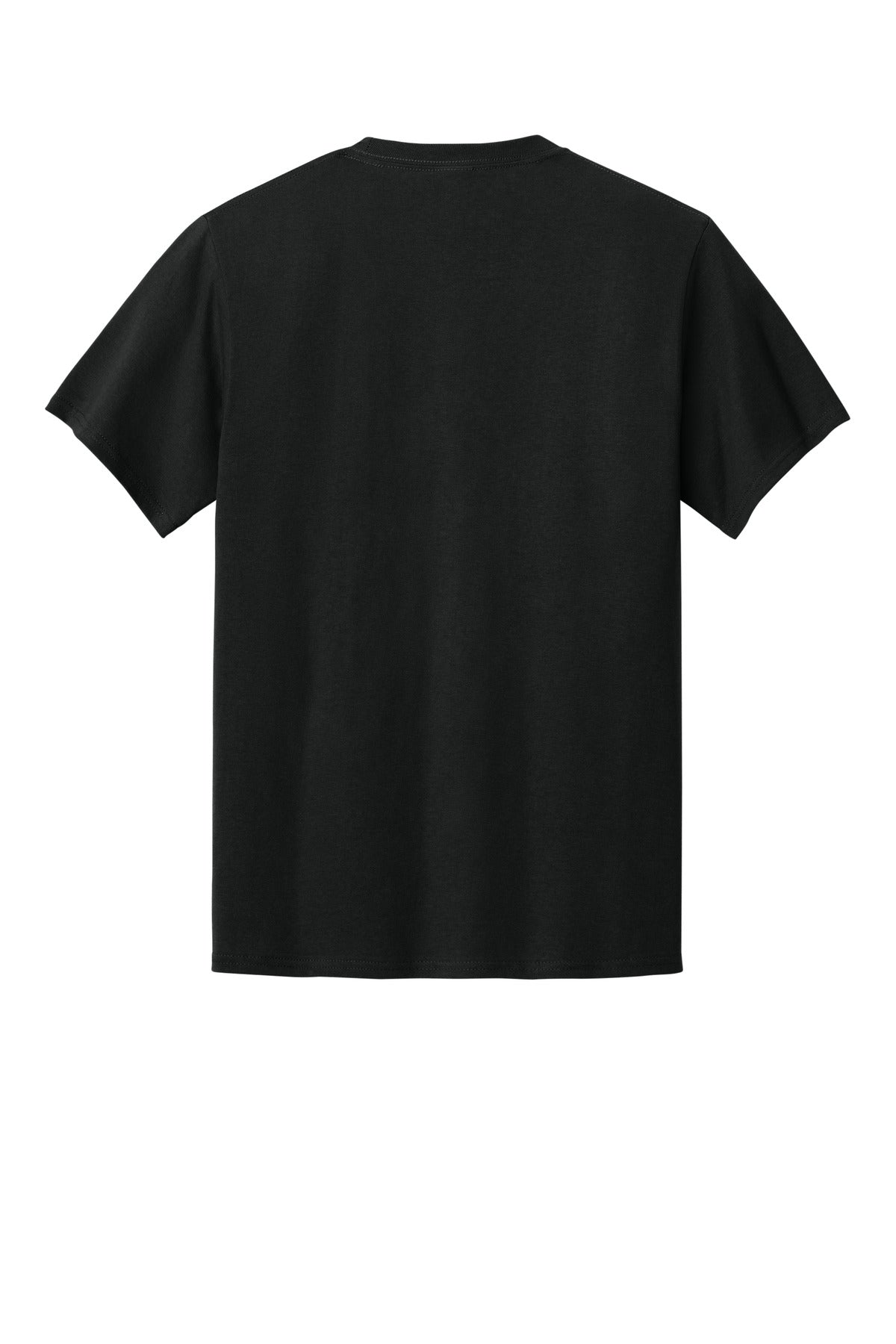 Rear View of Jet Black Port & Co Essential Pocket Tee. PC61P