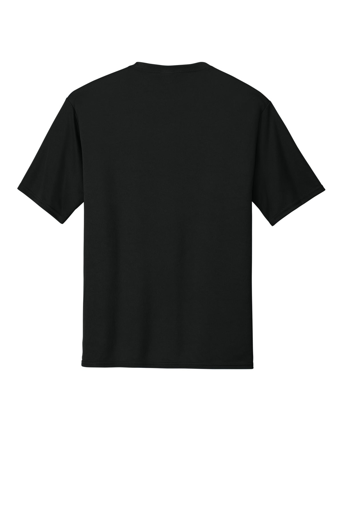 Rear View of Jet Black Port & Co Performance Tee. PC380