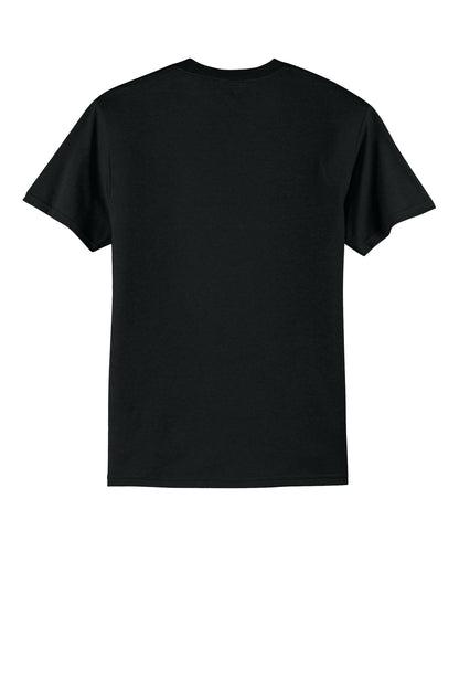 Rear View of Jet Black Port & Co Tall Core Blend Tee. PC55T