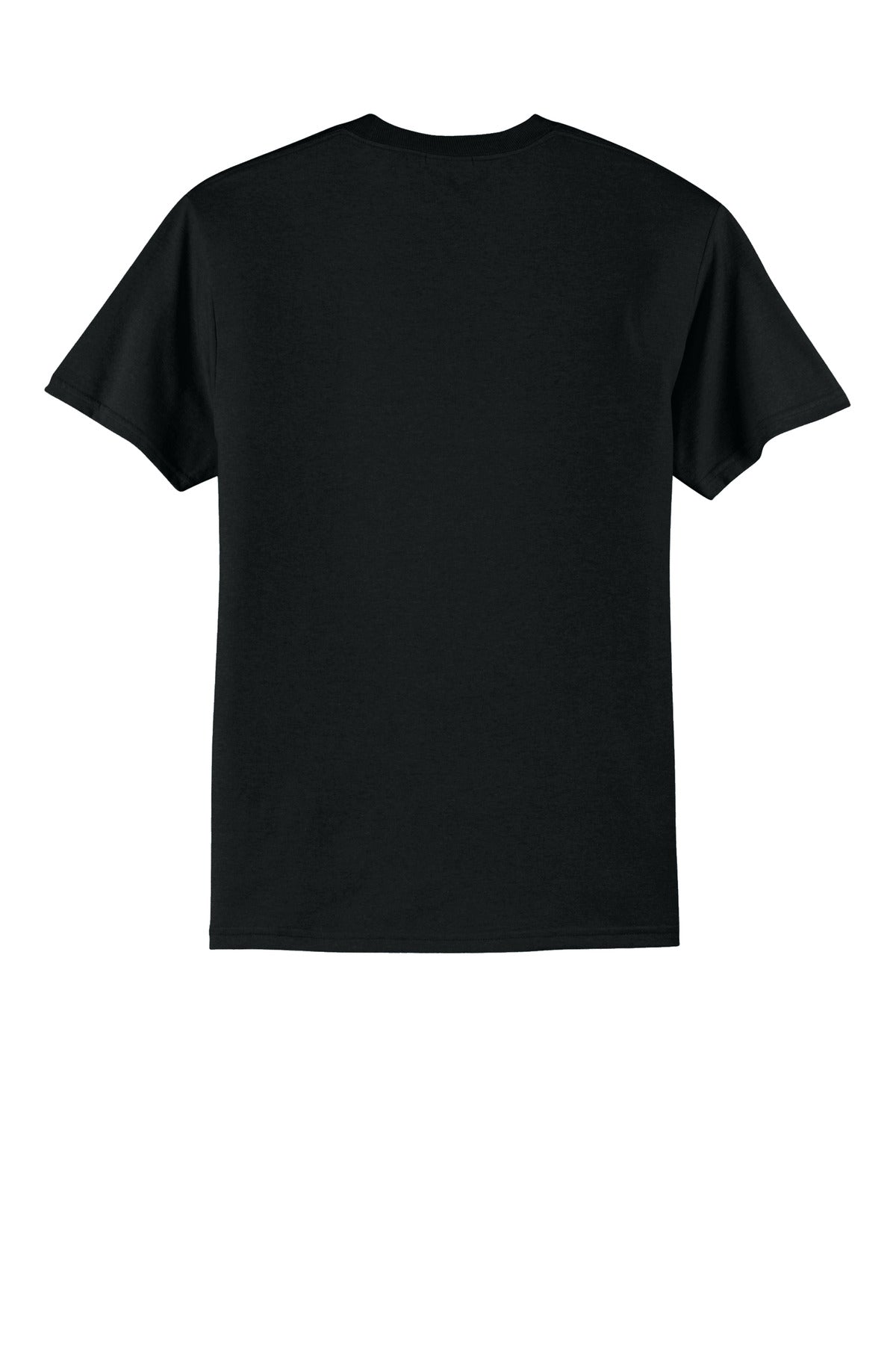 Rear View of Jet Black Port & Co Tall Core Blend Tee. PC55T