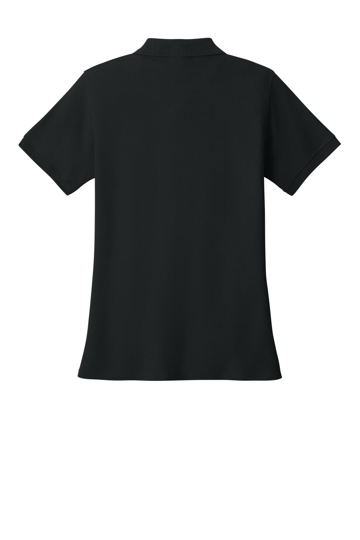 Rear View of Jet Black Port & Co Women's Core Blend Pique Polo. LKP155
