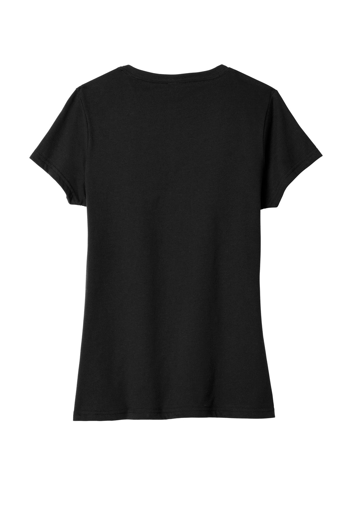 Rear View of Jet Black Port & Co Women's Fan Favorite Blend V-Neck Tee. LPC455V