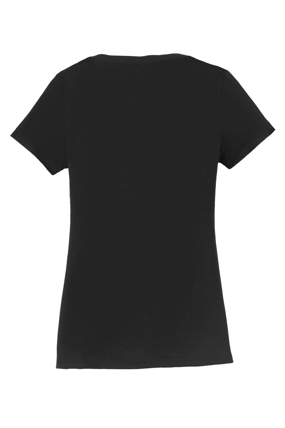 Rear View of Jet Black Port & Co Women's Fan Favorite V-Neck Tee. LPC450V