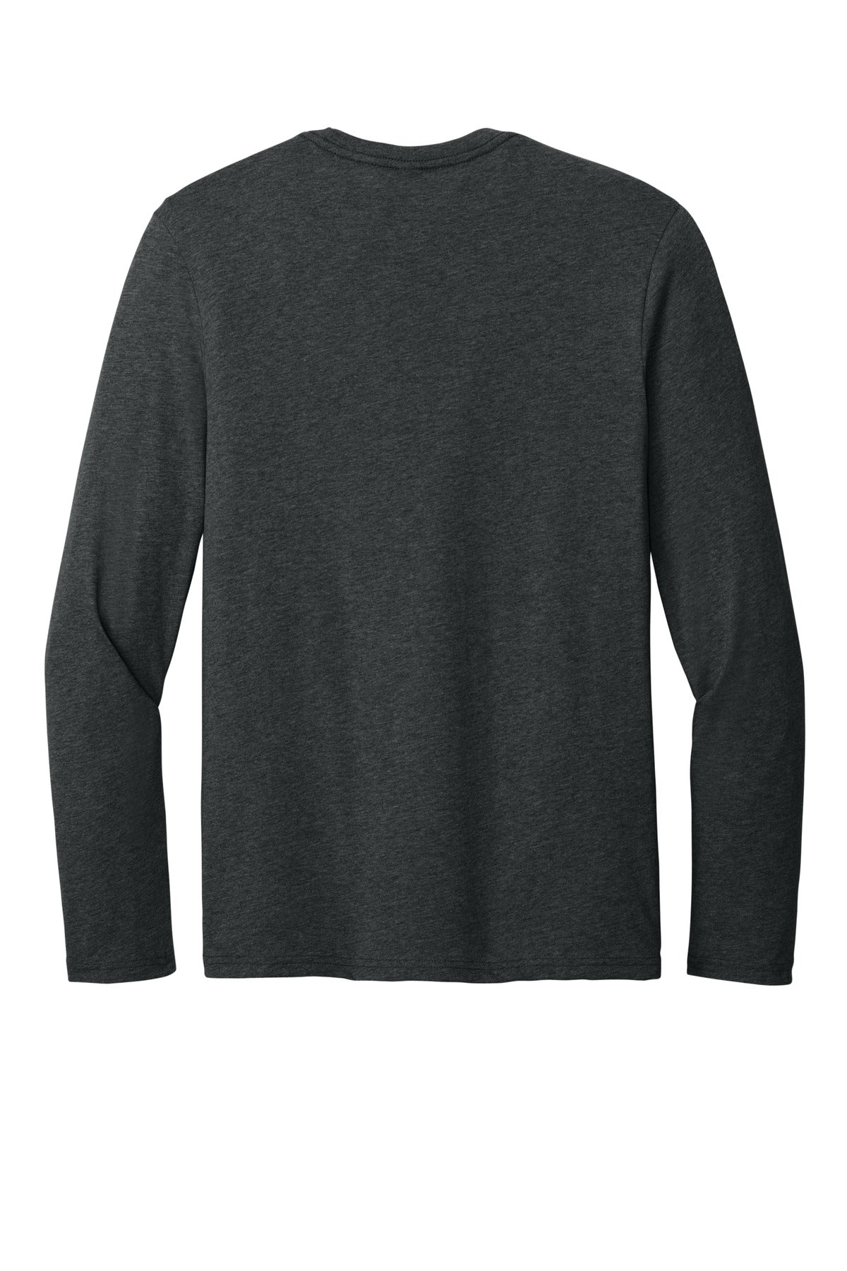 Rear View of JetBlackHt District Perfect Weight CVC Long Sleeve Tee DT185